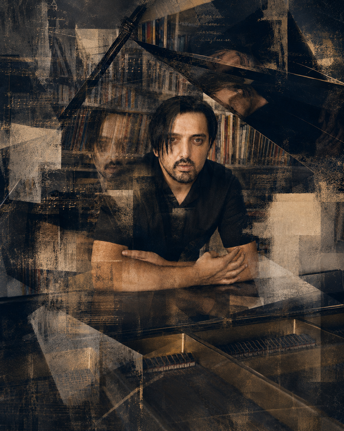Stavros Choplaros in a layered artistic portrait